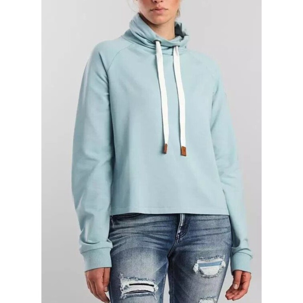 Wanakome Morgan Cowl Neck Sweatshirt Women's MEDIUM Light Blue Pullover